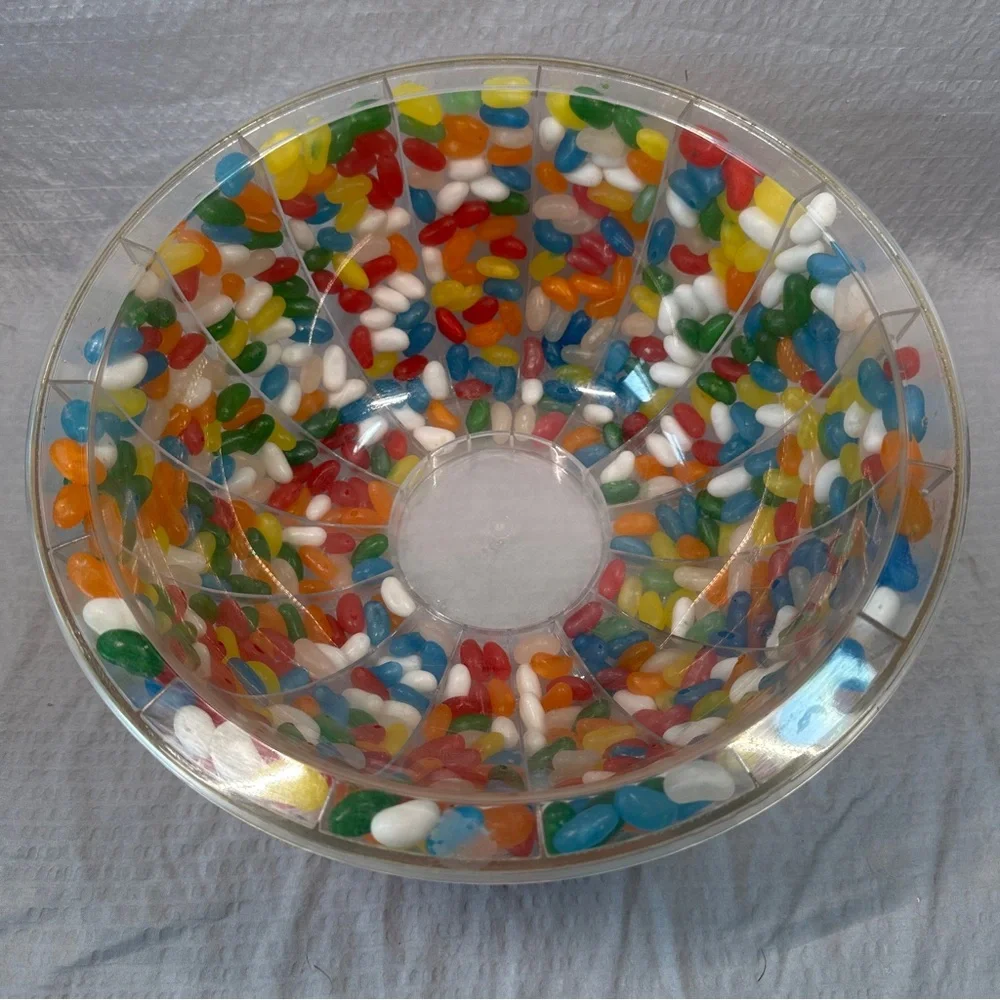 Lg Lucite Acrylic Serving/Mixing Candy Bowl w Jelly Beans Encased Inside! UniQue